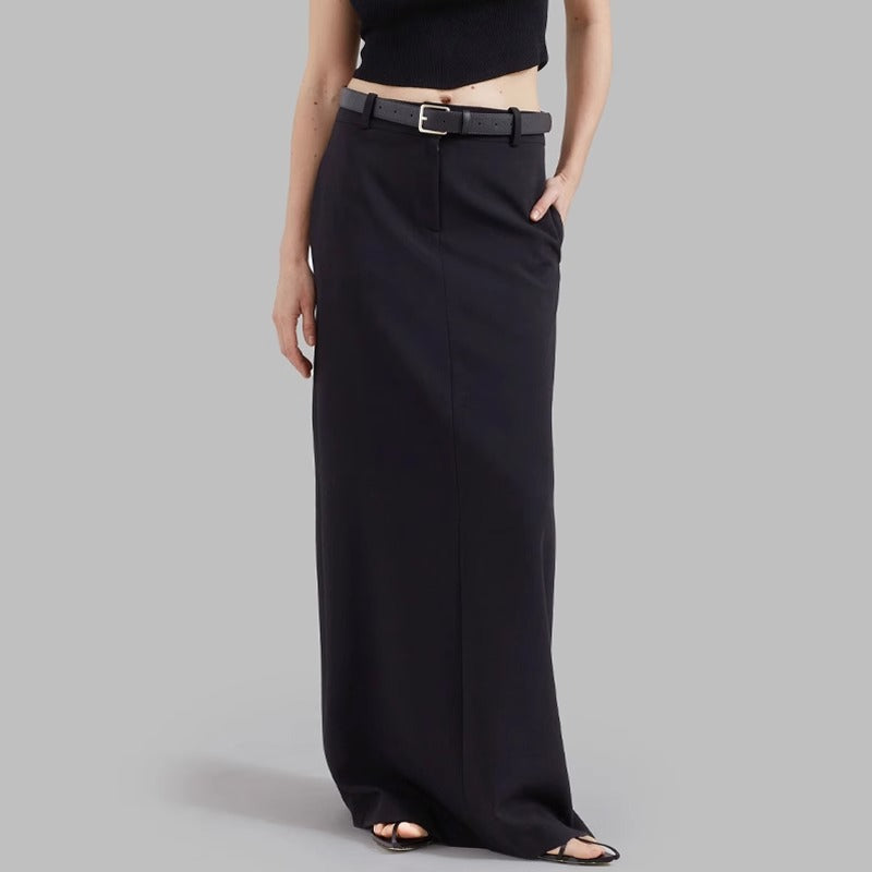 Damen Maxirock mit Gürtelschlaufen Klassische Silhouette