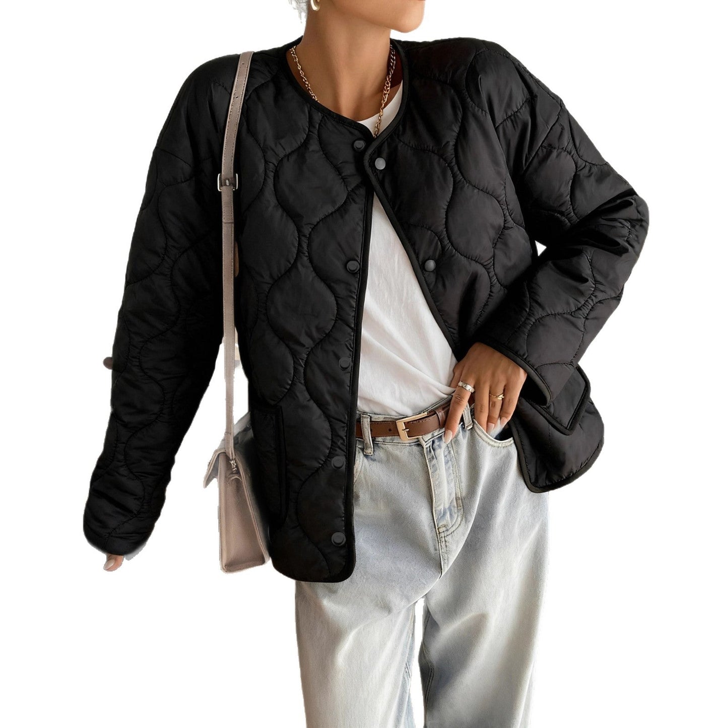 Damen Steppjacke Modern Praktische Taschen Eveloria