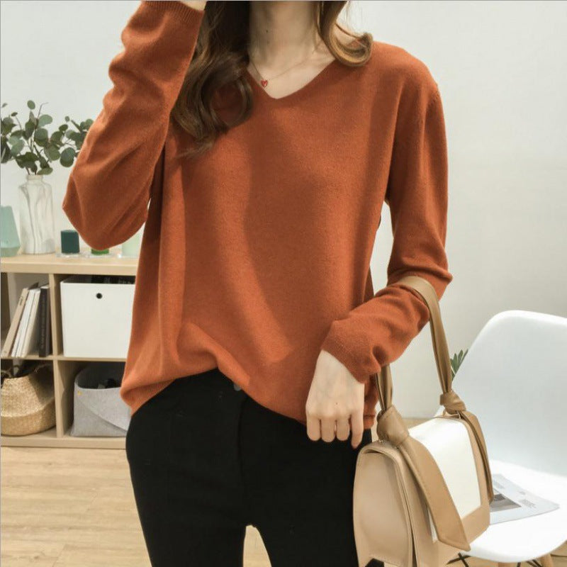 Damen Pullover V-Ausschnitt Weich