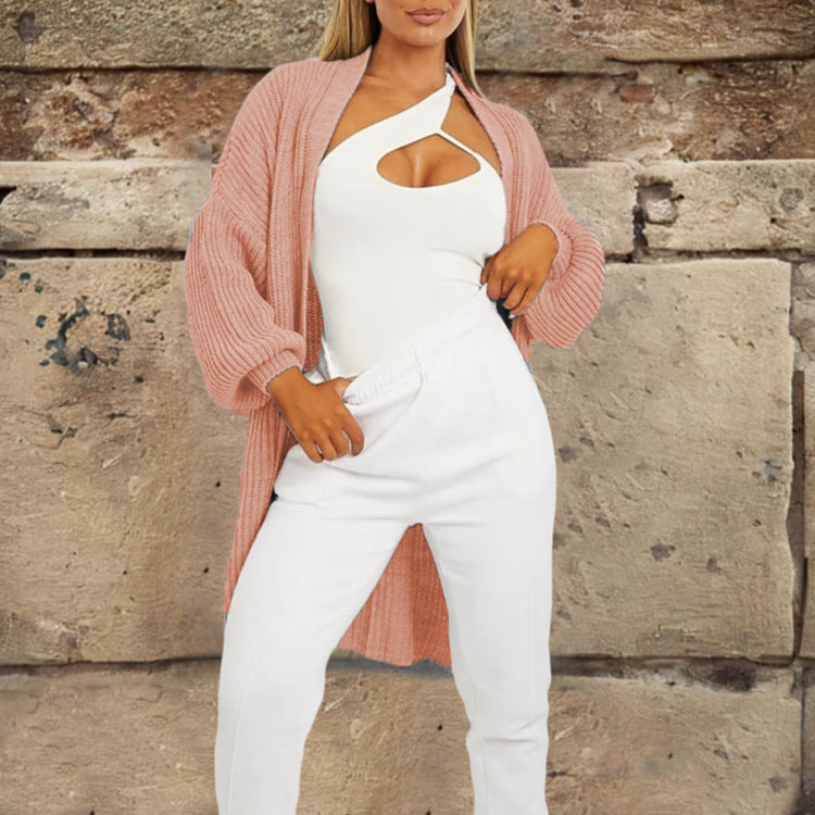 Damen Strickjacke Lässiger Schnitt Uni Farbe