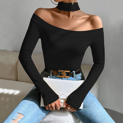 Damen Langarmshirt Off-Shoulder mit Knoten-Design Eveloria - Eveloria