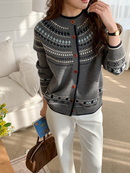Damen Strickjacke Traditionelles Muster Eveloria
