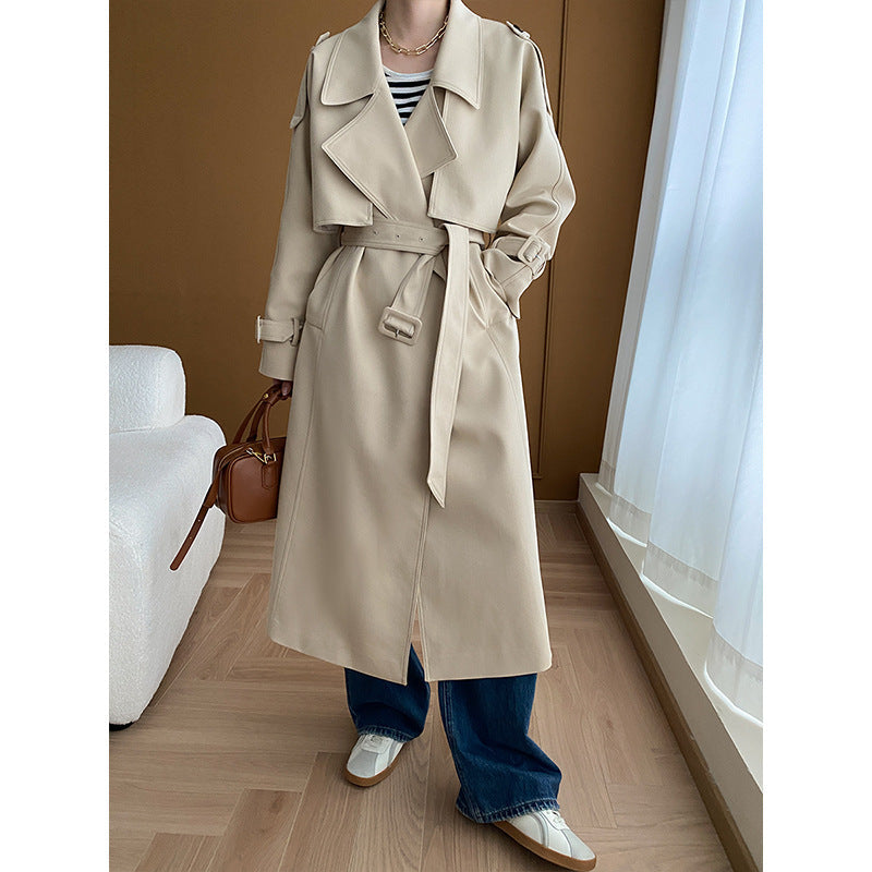 Damen Trenchcoat mit Revers und Taschen Eveloria