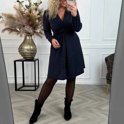 Damen Wickelkleid Elegantes Rüschenkleid Tailliert Eveloria