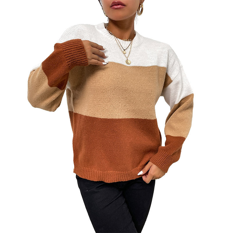 Damen Pullover Farbblockdesign Eveloria