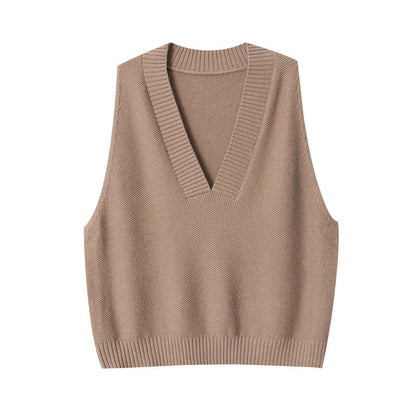 Damen Strickweste V-Ausschnitt Rippdetails Elegant Eveloria