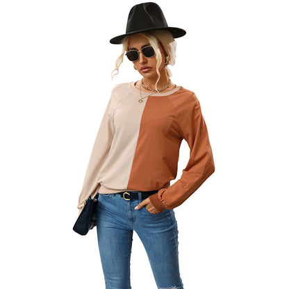 Damen Sweatpullover Farbblock-Design Grau- Eveloria