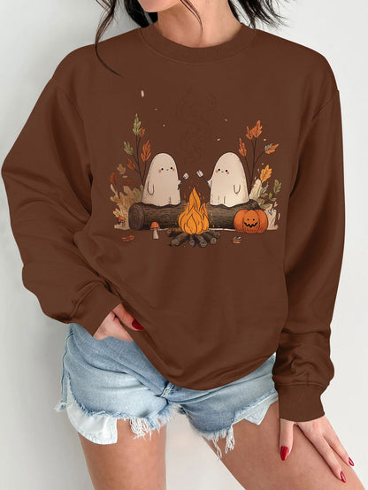 Damen Sweatshirt Verspielt Grusel Motiv Bequem Eveloria