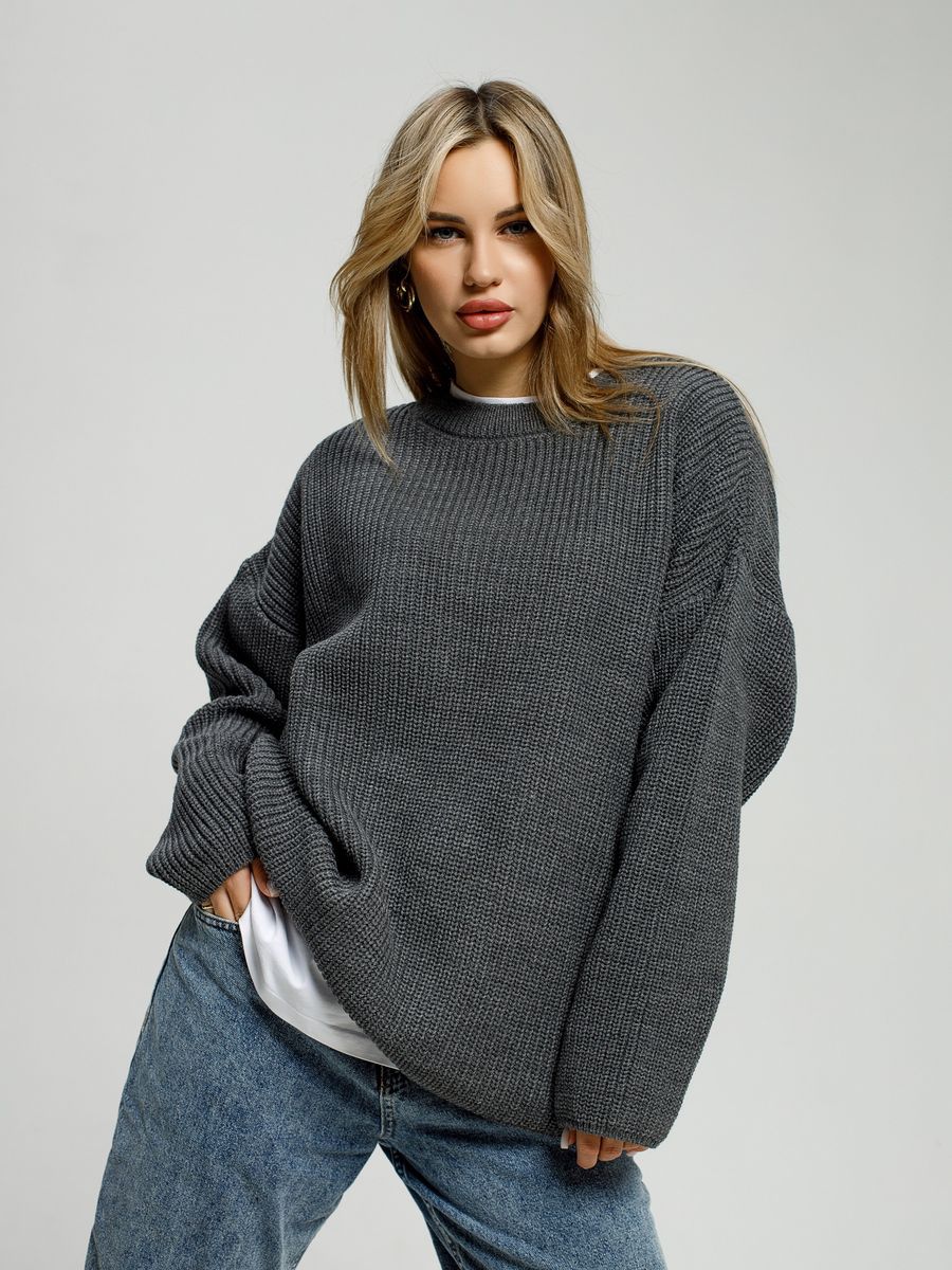 Damen Grobstrickpullover Lässiger Schnitt Großzügige Ärmel