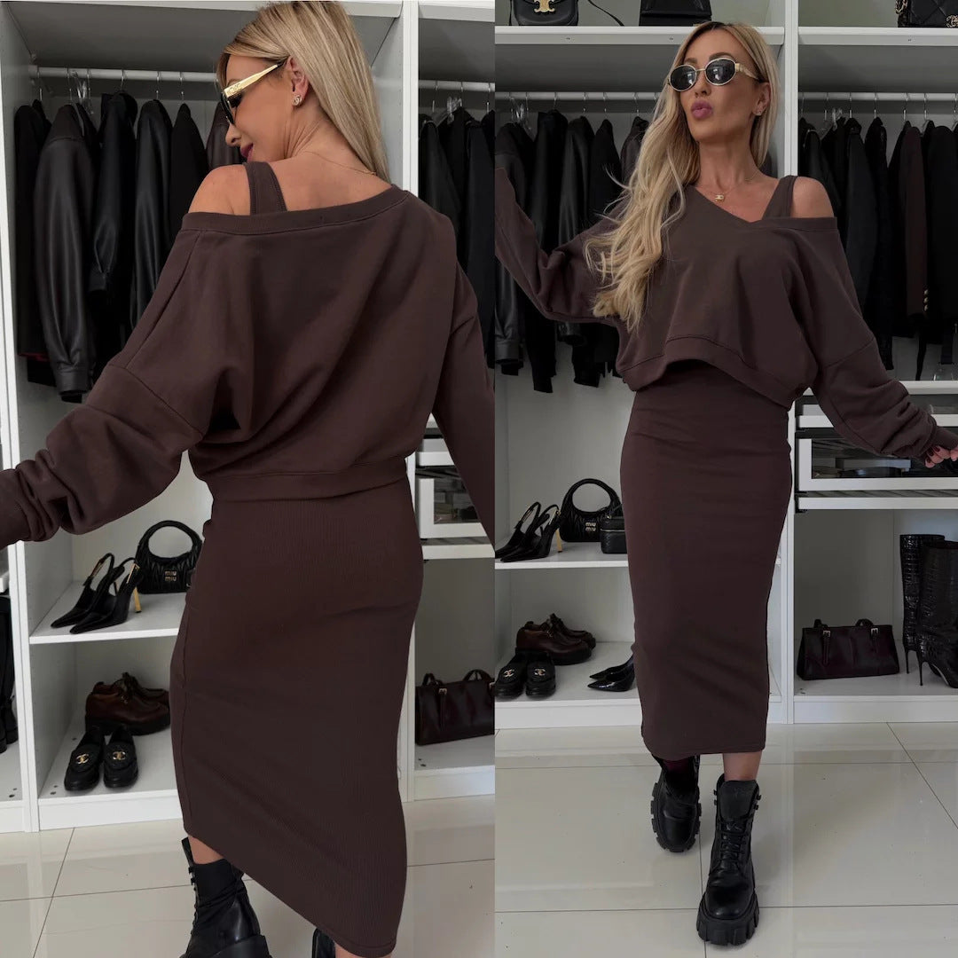 Damen Kleidungsset mit Oberteil und Rock Eveloria Elegantes Set