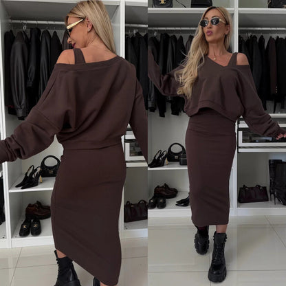 Damen Kleidungsset mit Oberteil und Rock Eveloria Elegantes Set