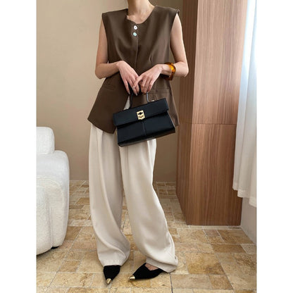 Damenweste Elegant Knöpfe Taschen Eveloria