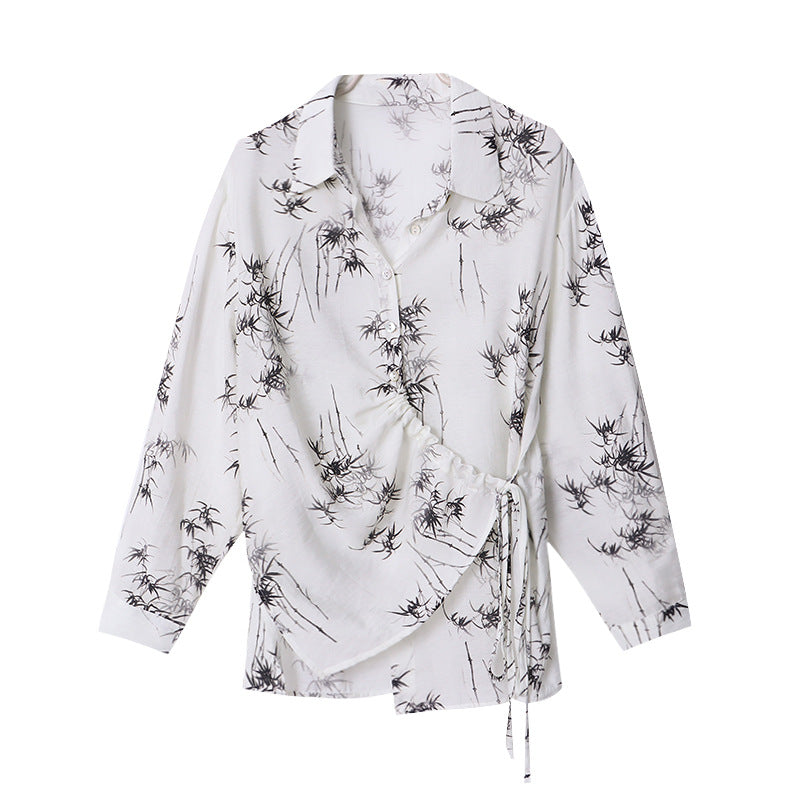 Damen Langarmhemd Drapiertes Design Eveloria