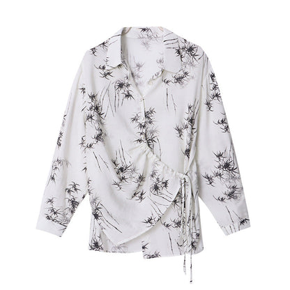 Damen Blusenshirt Wickeldesign Floralmuster Eveloria