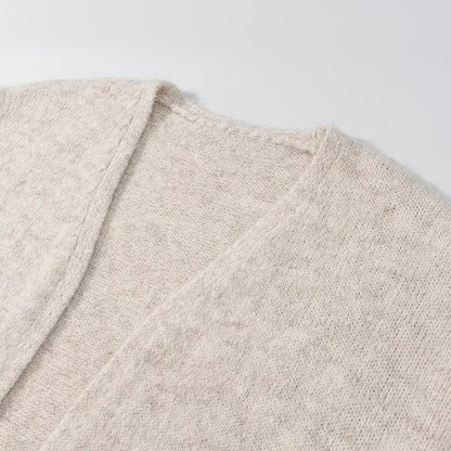 Damen Strickmantel Weich Soft Oversized Elegant Beige