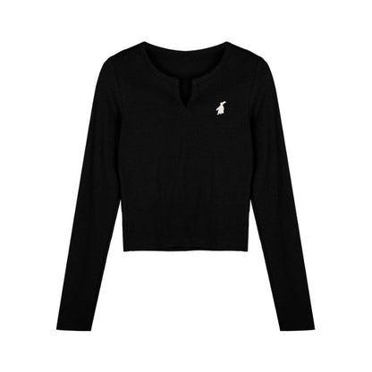 Damen Cropped Langarmshirt aus Baumwolle Eveloria