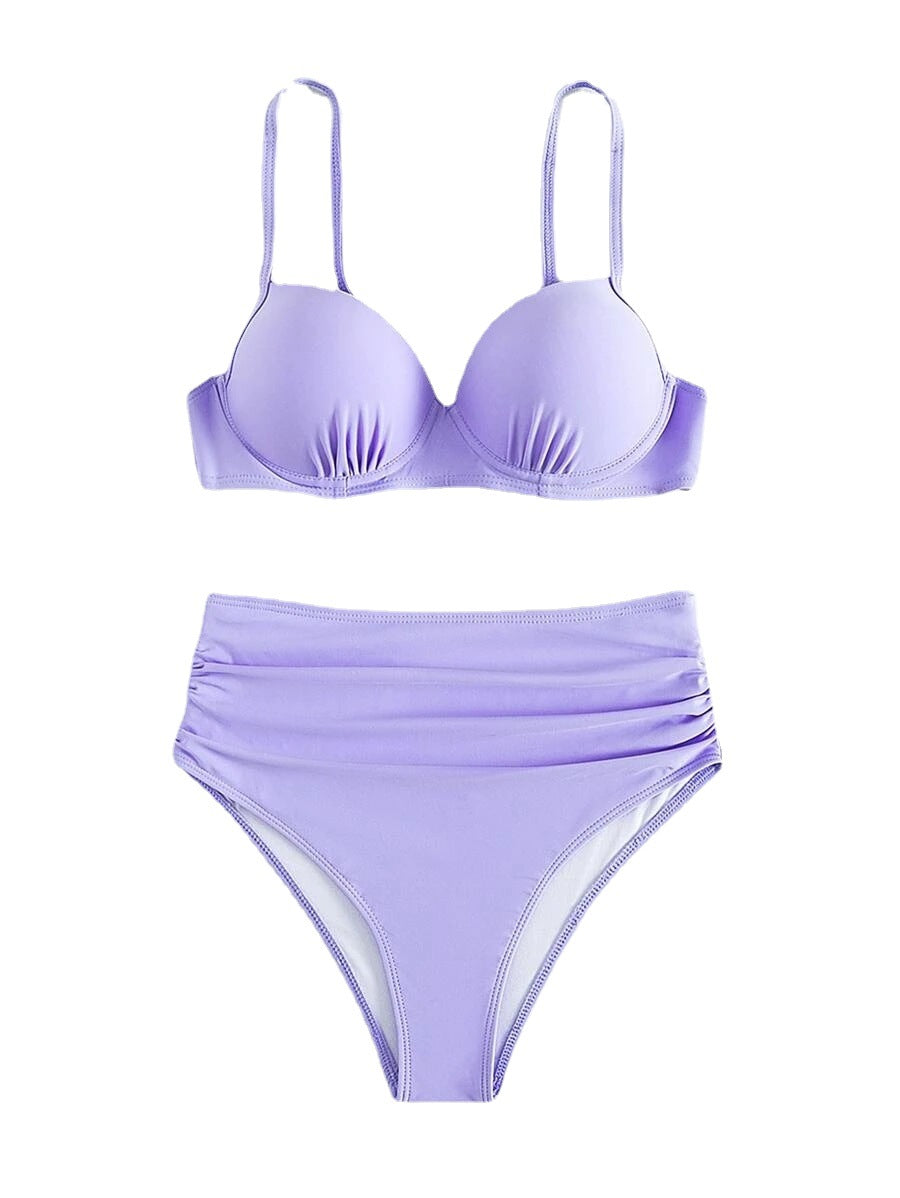 Damen Bikini Hochgeschnittener Gepolstertes Oberteil Verstellbare