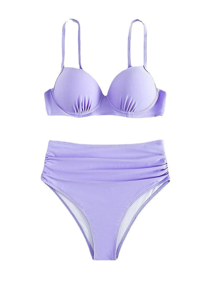 Damen Bikini Hochgeschnittener Gepolstertes Oberteil Verstellbare
