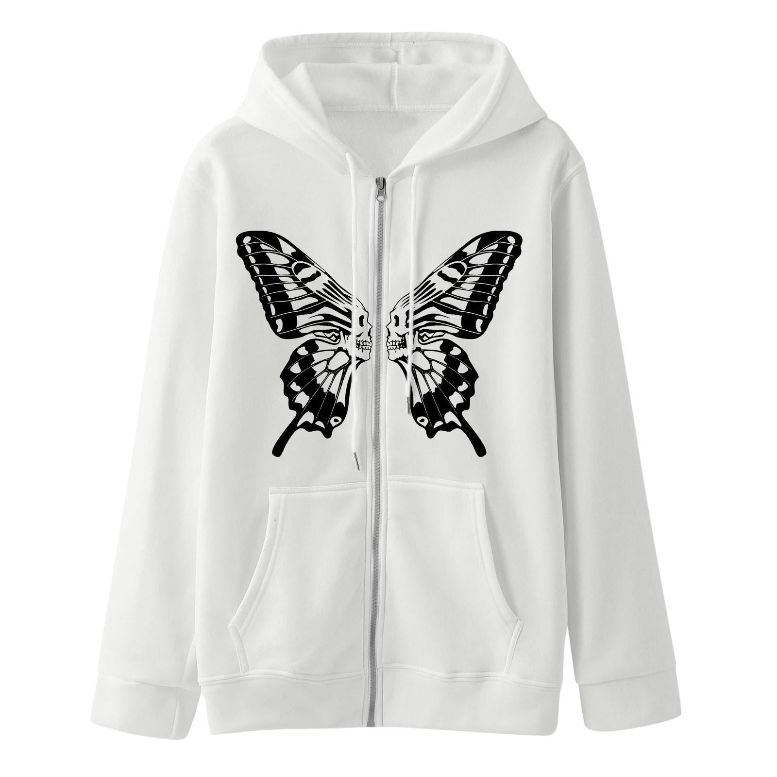 Damen Sweatjacke Kapuzenpullover Schmetterlingsdruck Eveloria - Eveloria
