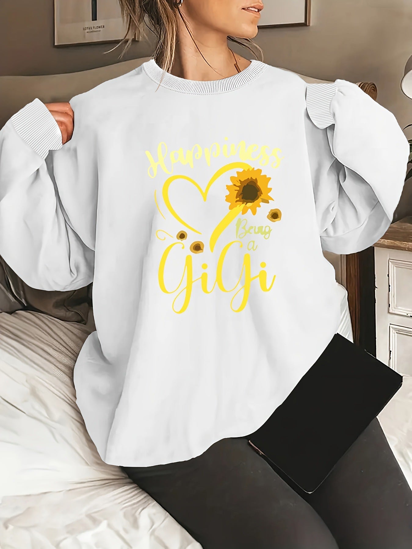 Damen Sweatshirt Voluminöse Ärmel Bunt
