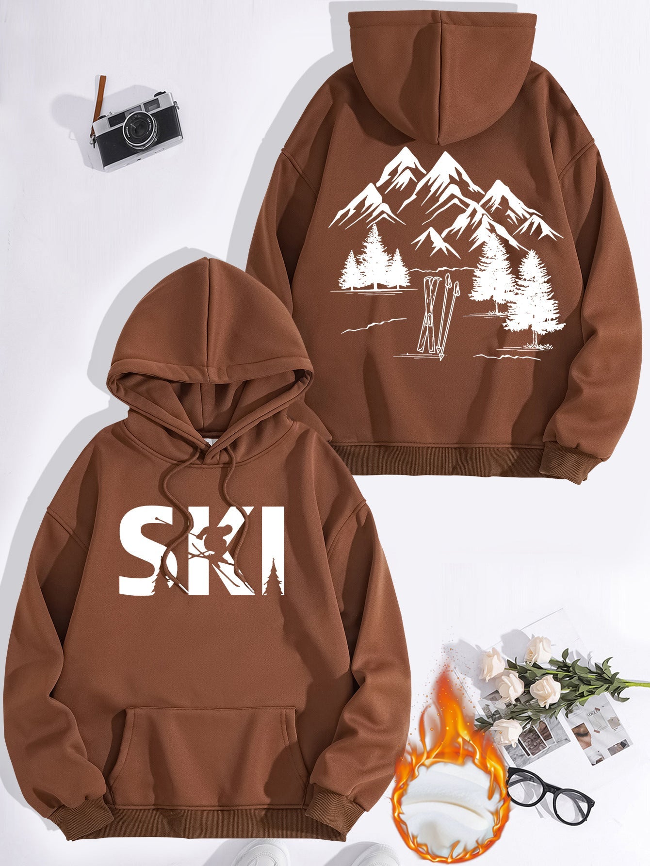 Damen Kapuzenpullover Ski-Design Gemütlich Eveloria
