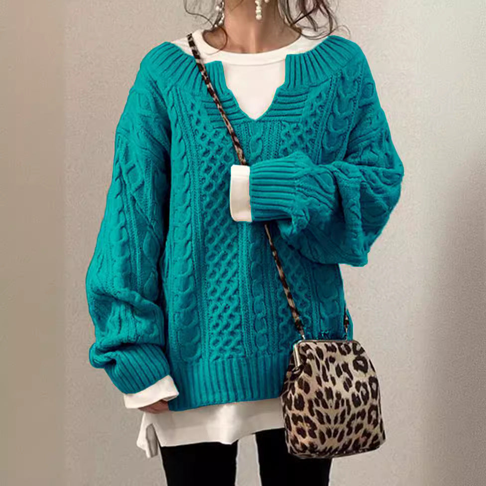 Damen Strickpullover V-Ausschnitt Weiches Material Eveloria