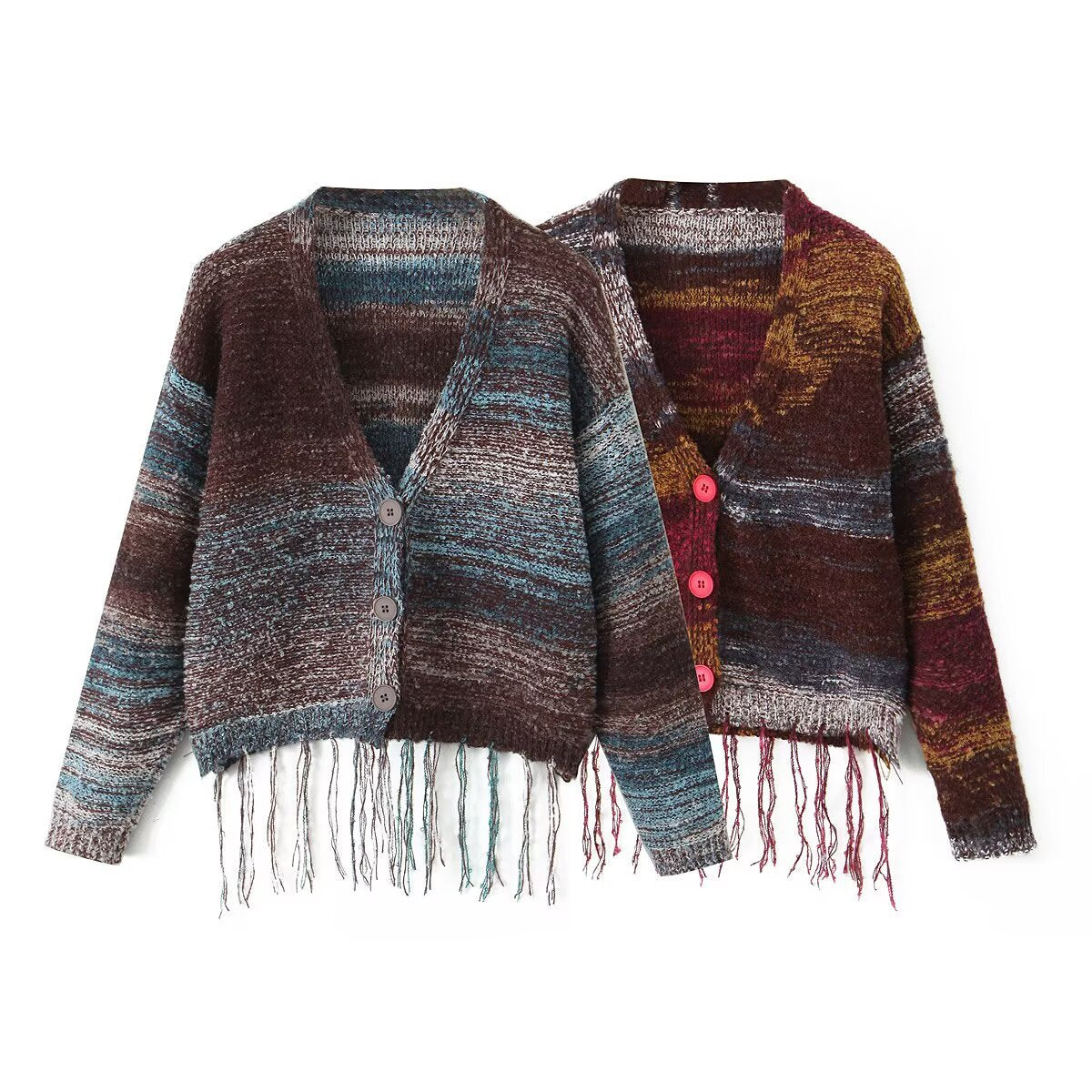 Damen Strickcardigan Langärmlig mit Fransen Eveloria - Eveloria