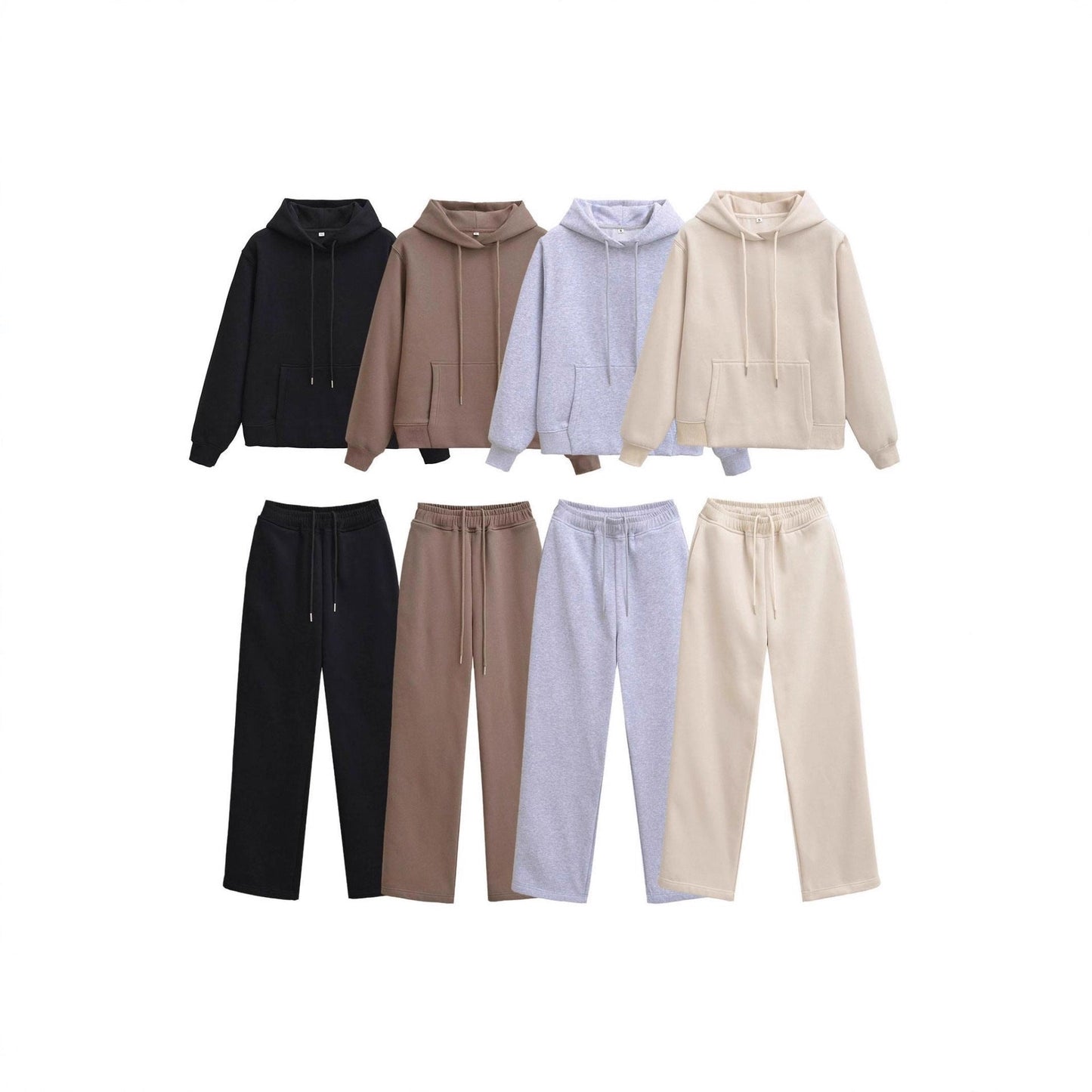 Damen Hoodie Set mit Jogginghosen aus Softstoff Beige