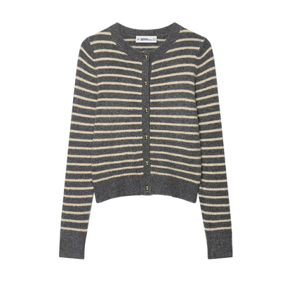 Damen Kaschmir Cardigan Gestreift Eveloria - Eveloria