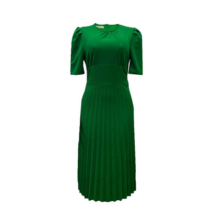 Damen Plissee-Kleid mit Kragen und Puffärmeln Eveloria