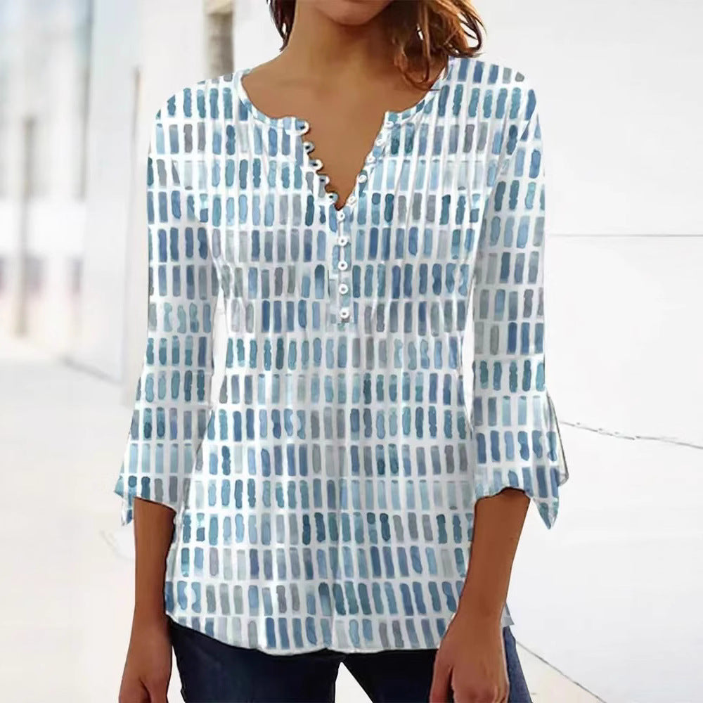 Damen Bluse Modernes Grafikdesign Knöpfe Eveloria