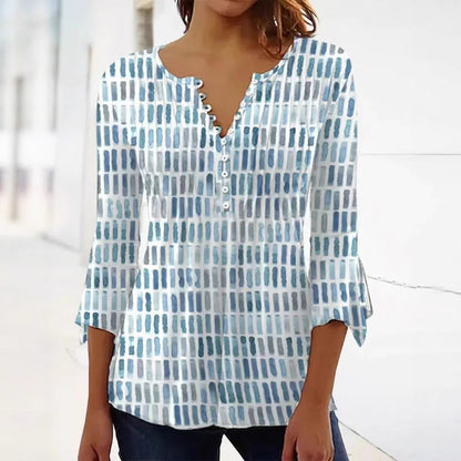 Damen Bluse Modernes Grafikdesign Knöpfe Eveloria