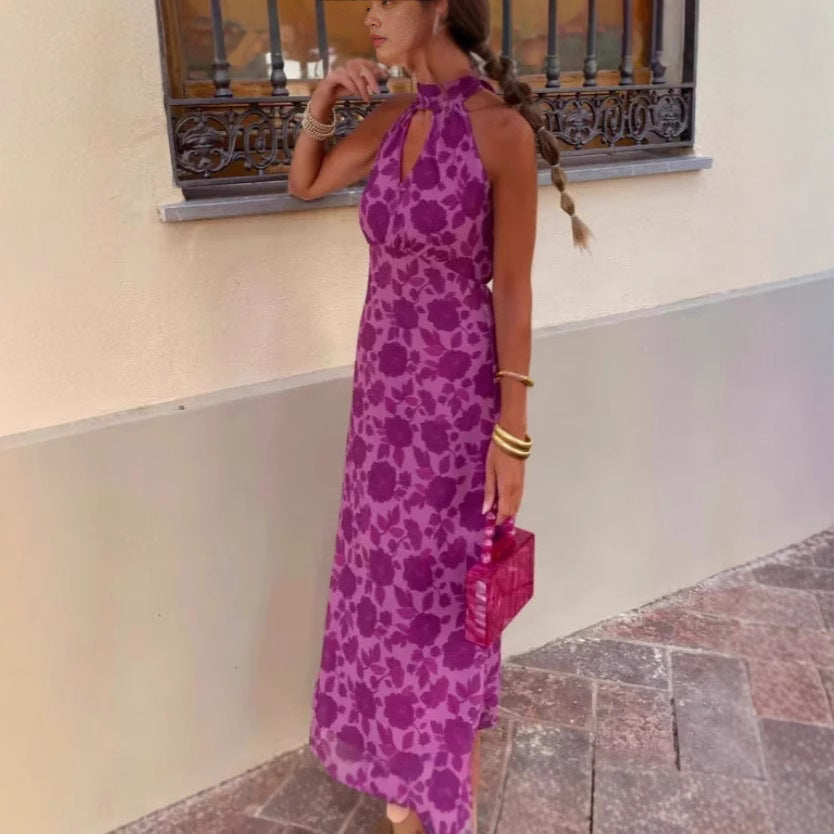 Damen Abendkleid mit Ausschnitt und floralem Design Eveloria