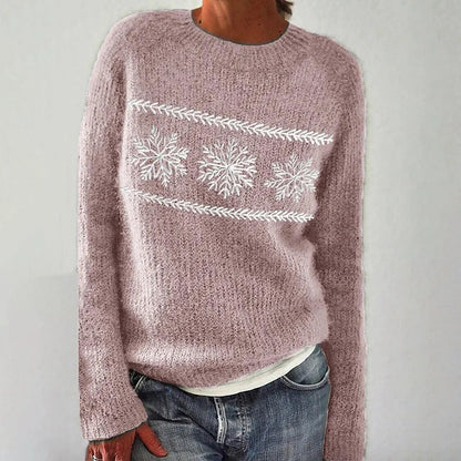 Damen Strickpullover Weich Schneeflocken-Design