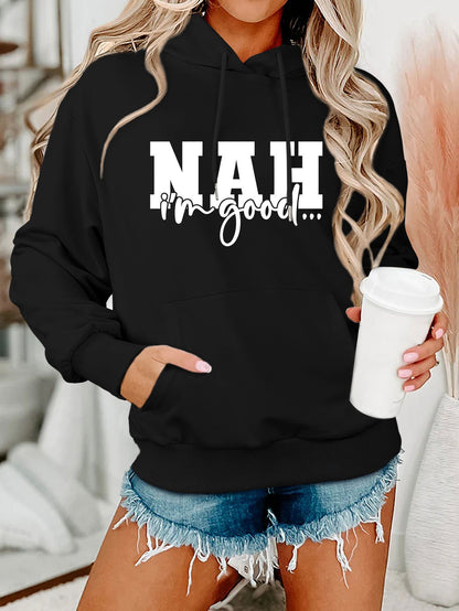 Damen Kapuzenpullover Bequem Motivierender Schriftzug Grau
