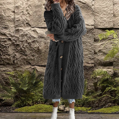 Damen Kurzjacke Grobstrick Zopfmuster Knopfdetails Eveloria