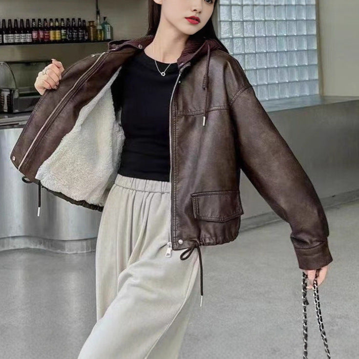 Damen Kunstlederjacke Lässig Eveloria