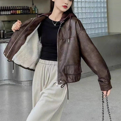 Damen Kunstlederjacke Lässig Eveloria