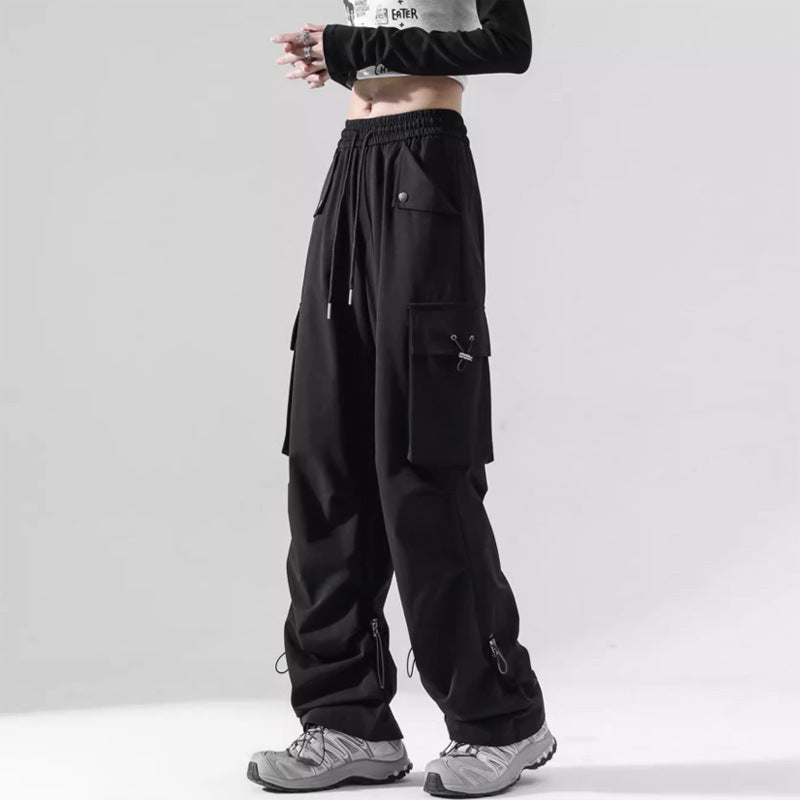 Damen Cargo-Hose mit Seitentaschen und verstellbarem Bund