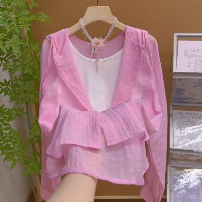 Damen Sommerjacke Leicht Rüschendesign Eveloria