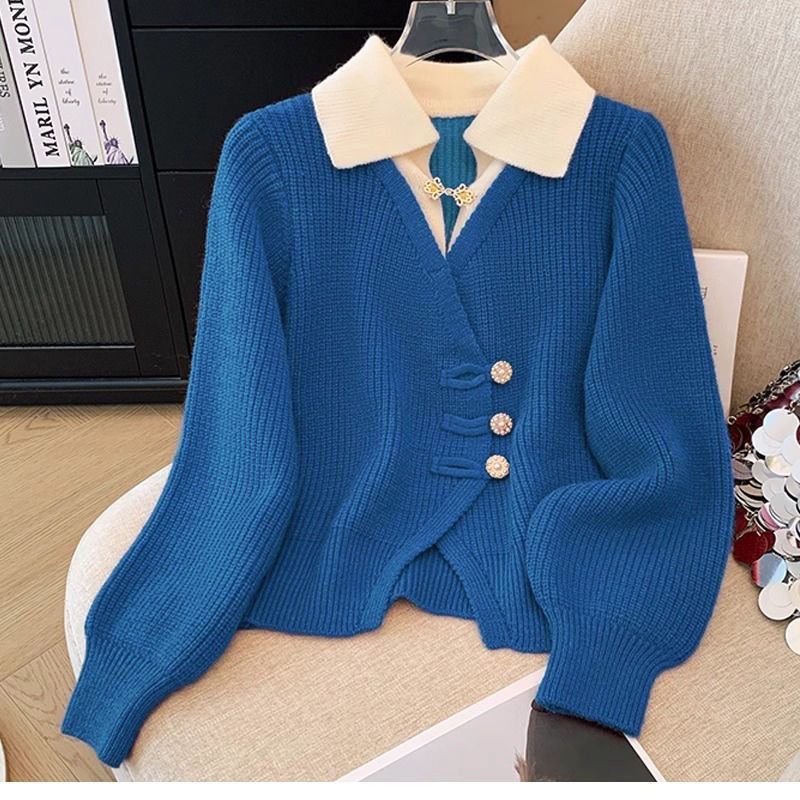 Damen Strickjacke Dekorative Knöpfe Eveloria