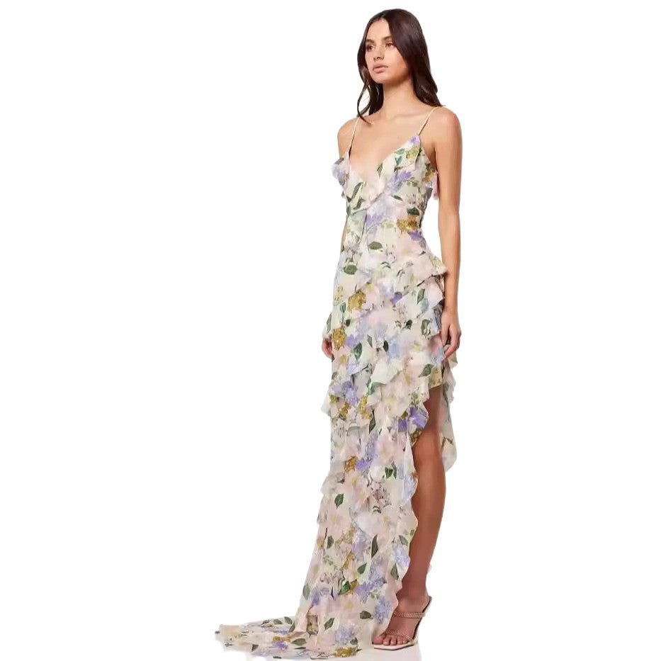 Damen Maxikleid Floral Print Sommer