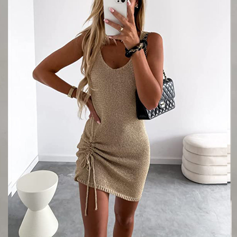 Damen Strickkleid Verstellbarer Bund Eveloria