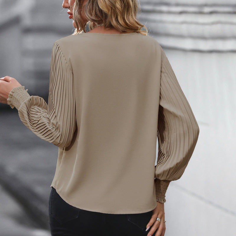 Damen Oberteil V-Ausschnitt Puffärmel Elegant Eveloria