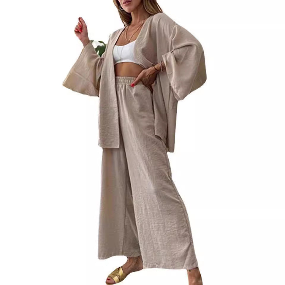 Damen Lounge-Set Weite Ärmel Elastischer Bund Bequem