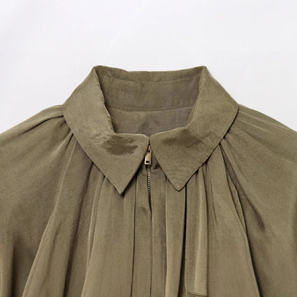 Damen Bluse mit Stehkragen und Plisseeoptik Elegantes Design