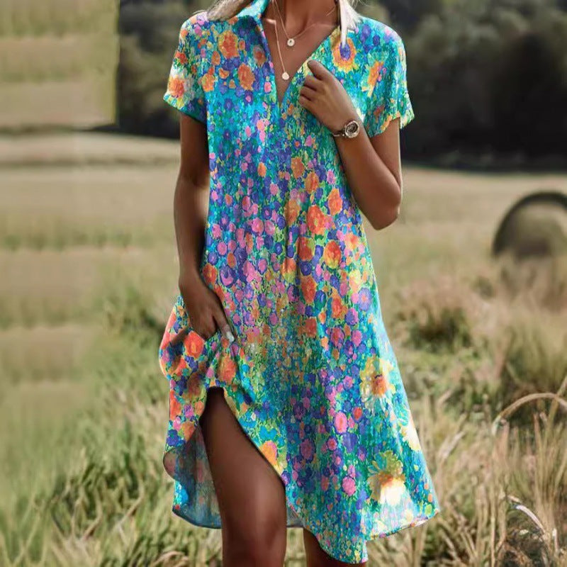 Damen Freizeitkleid Blumenmuster Feminin Eveloria