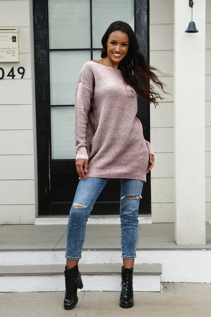Damen Strickpullover Weites Design Strukturiert Eveloria