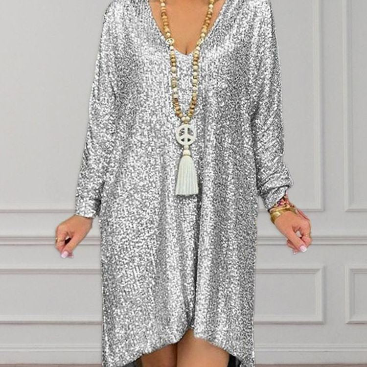 Damen Kaftan-Kleid Glitzernd Lässiger Schnitt Eveloria