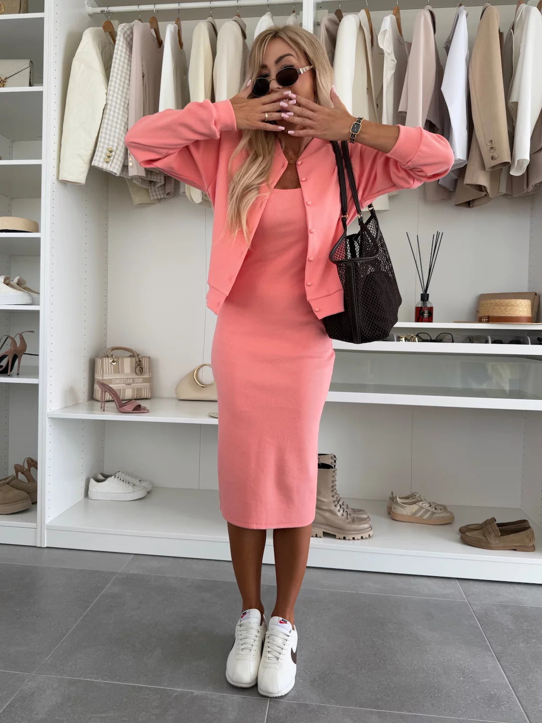 Damen Freizeitkleid mit Strickjacke Eveloria